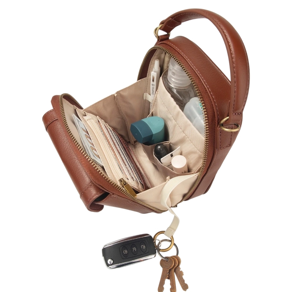 Minooy Aphrodite Crossbody Bag 1.5L Brown Chic Portable Everyday Phone Purse - Picture 5 of 12